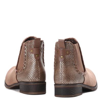 Brązowe sztyblety ze zwierzęcym tłoczeniem Georgette - Obuwie