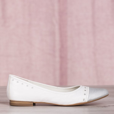 Bílé kožené baleríny kalhotky - obuv 1