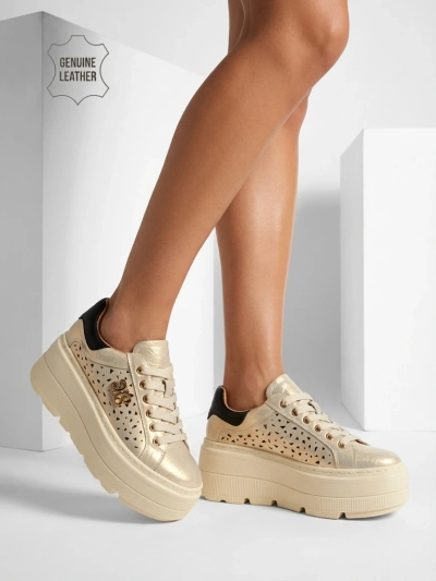 Ažurne športne ženske superge iz naravnega usnja Atelle