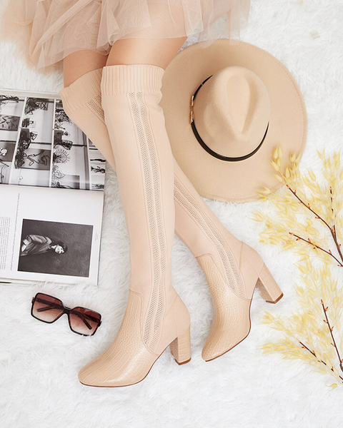 Royalfashion Dámske slip-on čižmy nad kolená Nolera