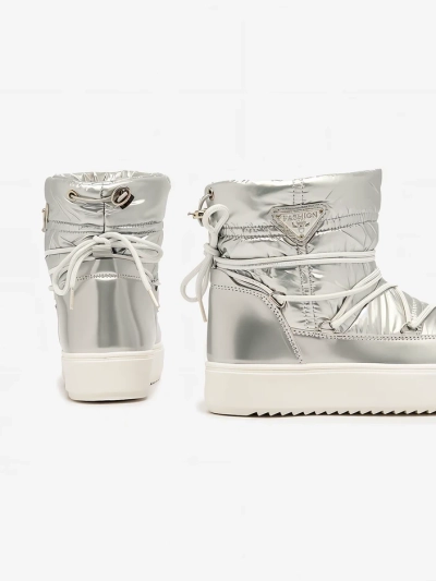 Royalfashion Dámske strieborné čižmy Vevnose slip-on a'la snow boots
