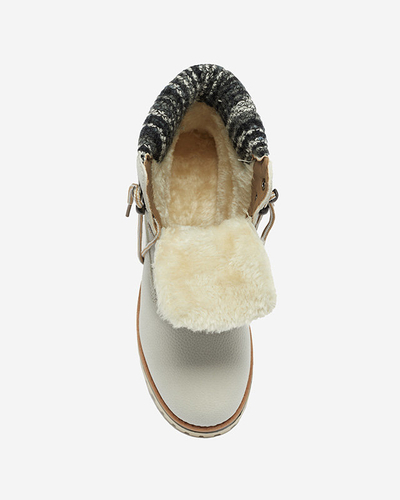 OUTLET Dámske zateplené trapérky v svetlosivej farbe Ebrac- Obuv