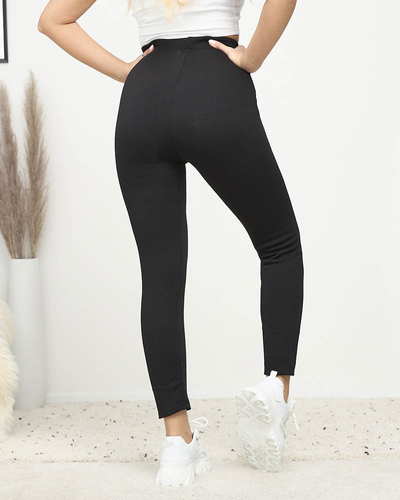 Čierne klasické dámske legíny so zateplením PLUS SIZE - Oblečenie