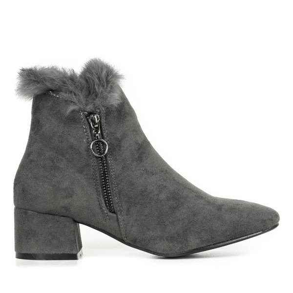 Szare botki na słupku z futerkiem Yesenia - Obuwie