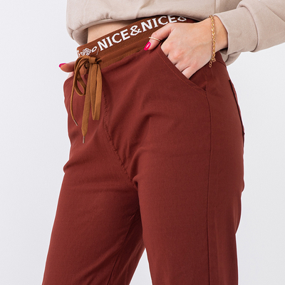 Dámske hnedé látkové nohavice - Oblečenie