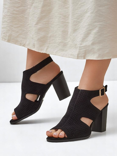 Royalfashion dámske sandále na širokom podpätku s výrezmi Abetle