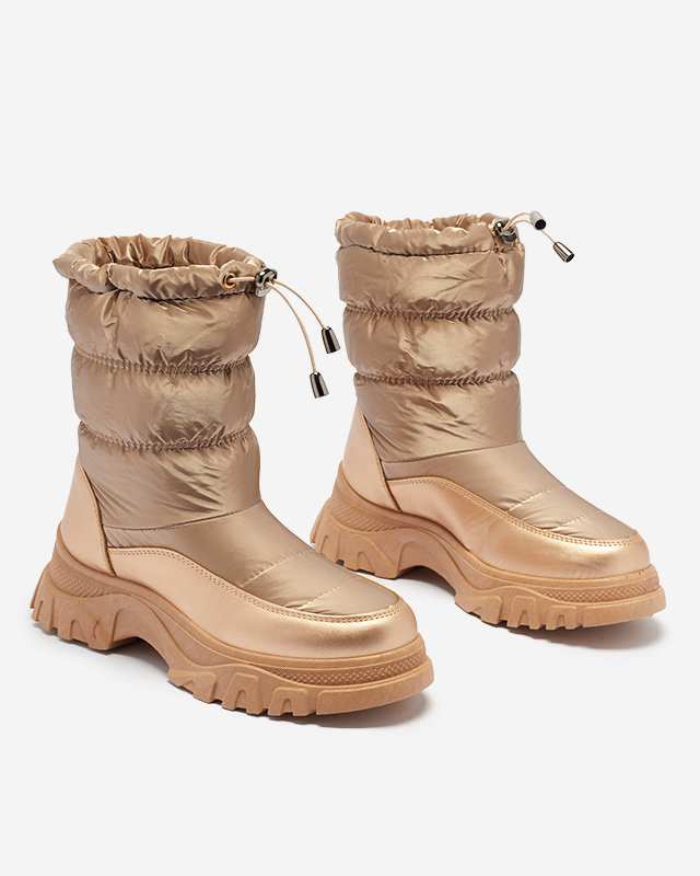 OUTLET Ružovo-zlaté dámske prešívané snehule Dessi - Obuv