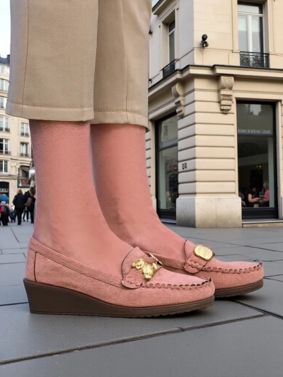 Royalfashion Dámske mokasíny na nízkom klinovom podpätku Mollan