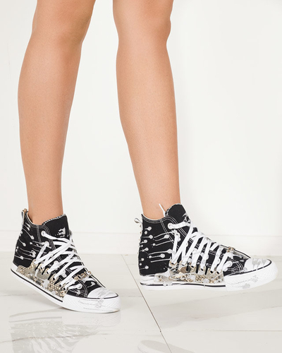 Dámske čierne vysoké tenisky s trblietkami Survivi- Footwear