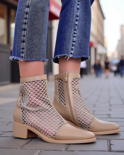 Royalfashion Dámske otvorené členkové čižmy na nízkom podpätku Rowices