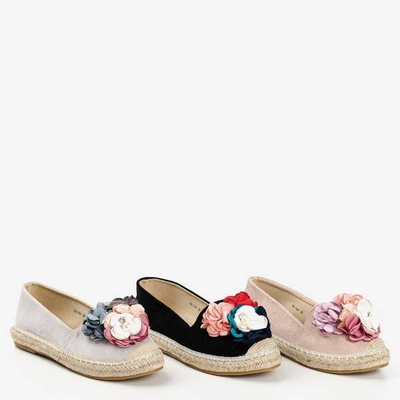Šedé espadrily s květinami Fandi - Obuv 1