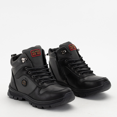 Čierne chlapčenské turistické topánky Horse-Shoes