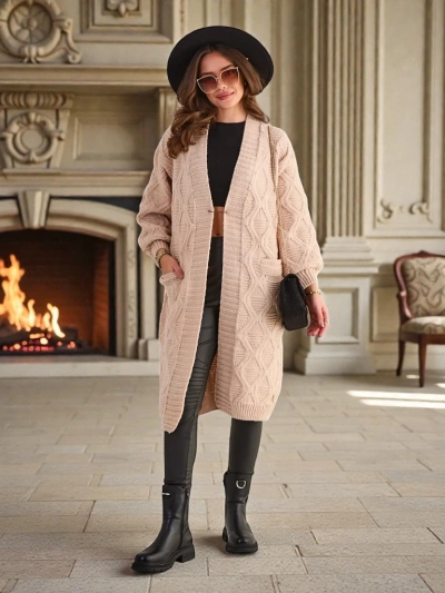 Royalfashion Pletený dámský pončo svetr