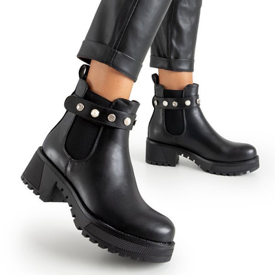 Čierne čižmy s ozdobami Kalkar - Obuv