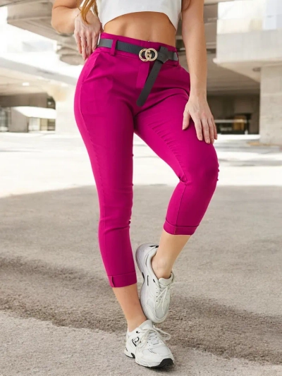 Royalfashion dámske viskózové skinny nohavice s opaskom
