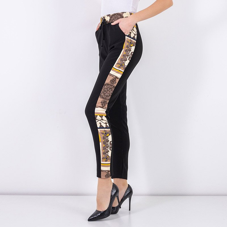 Čierne vzorované dámske nohavice - Oblečenie