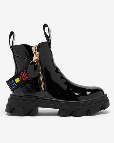 Dámske čierne lakované čižmy Osallu - Footwear