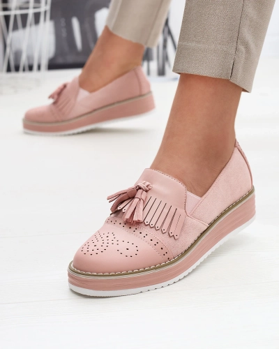 Ružové dámske poltopánky na nízkom podpätku Veolita- Obuv