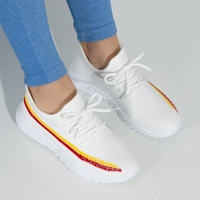 Biele dámske športové topánky s farebnými pruhmi Lutia - Obuv