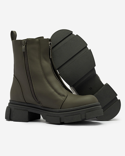 Dámske zateplené tmavozelené vysoké čižmy Slovys- Obuv