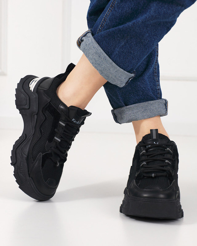 Čierne dámske športové topánky tenisky so sieťovinou - Obuv