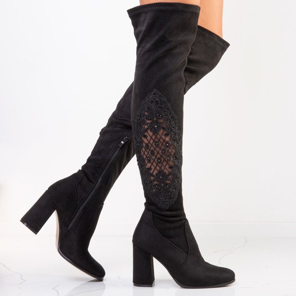 Čierne čižmy na vysokom stĺpiku Marletto - Obuv