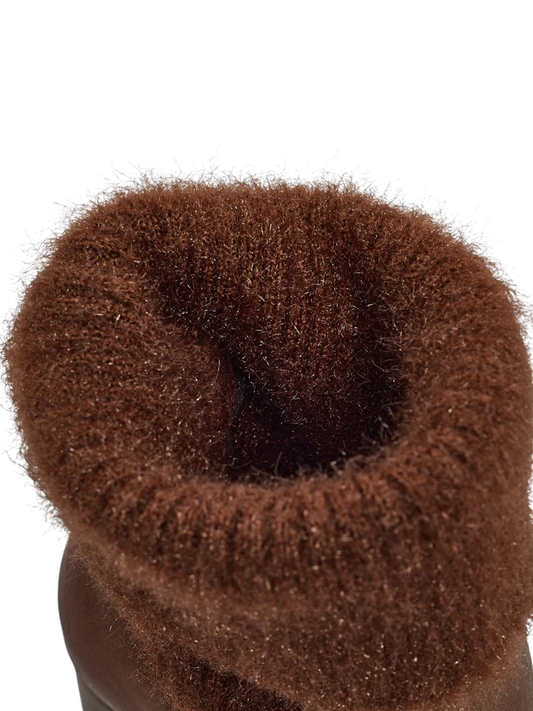 Ženski gležnarji iz eko usnja s peto in pletenino Tirave