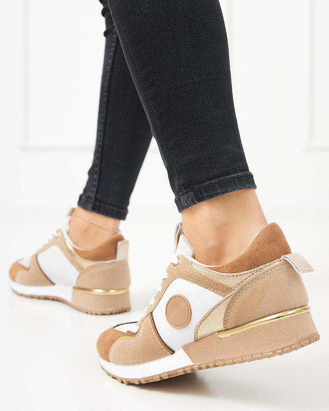 Dámska béžová a hnedá športová obuv s trblietkami Tenetika - Obuv