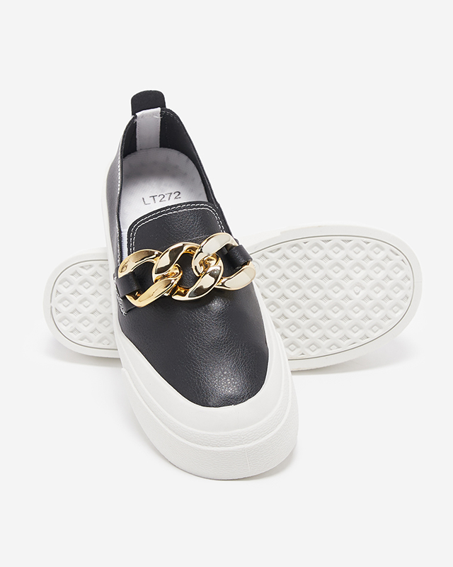 Čierna dámska obuv na hrubšej podrážke so zdobením Senuli - Obuv