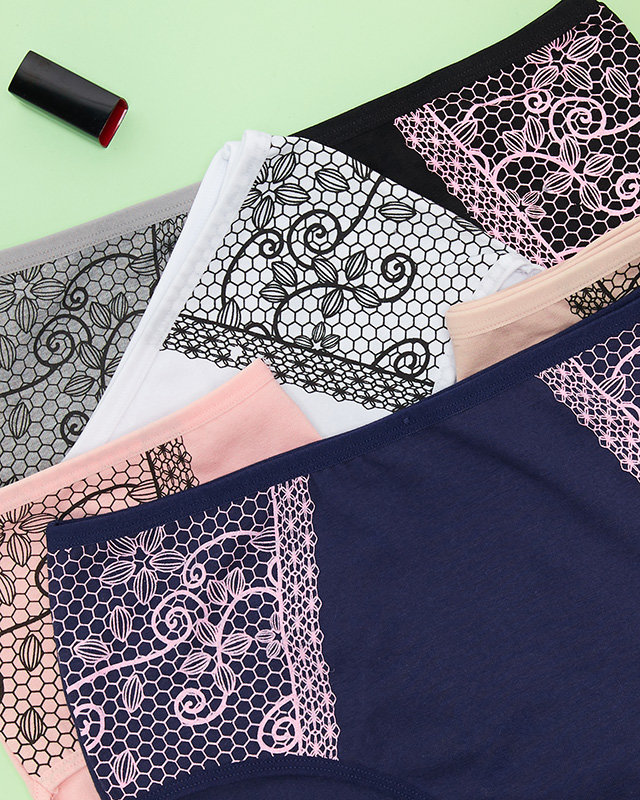 Bavlnená súprava dámskych slipov so vzorom 6 / bal - Spodná bielizeň