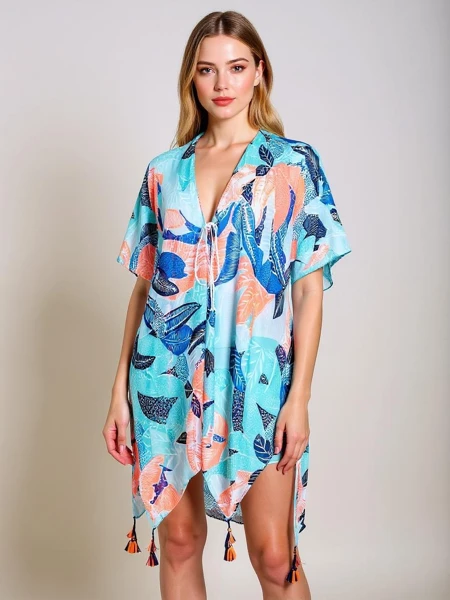 Pareo Callista Royalfashion večbarvna do kolen z V-izrezom