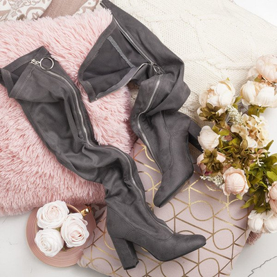 Sivé čižmy so zipsom vpredu Layla - Obuv