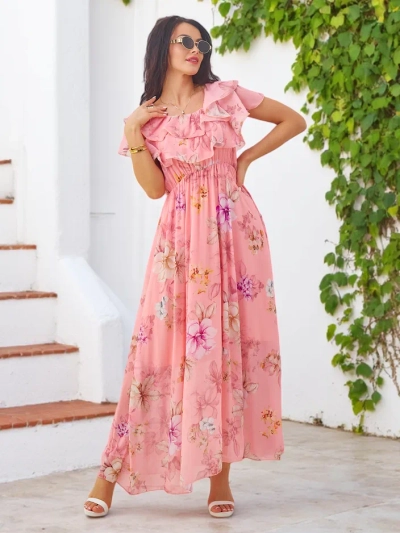 Royalfashion Dámske šaty bez ramienok s krátkymi rukávmi v rôznych kvetinových vzoroch