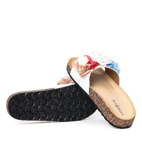 Bílé žabky s ozdobnými květy Carletta - Obuv 1