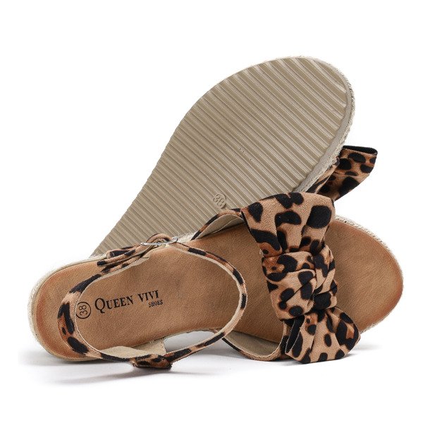 Leopardové sandály na nízkém klínu Adelaida - obuv