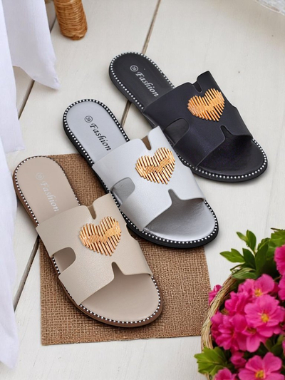 Royalfashion Ženske japonke z ravnim podplatom Heart Chic