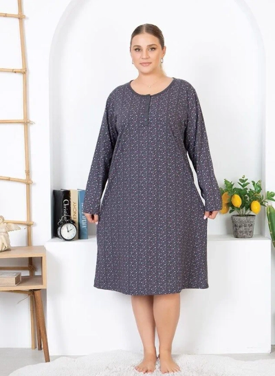 Royalfashion Bavlnená nočná košeľa s kvetmi PLUS SIZE