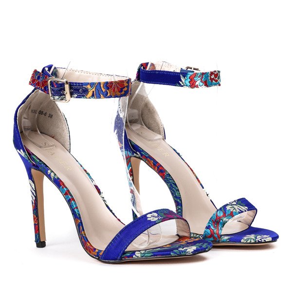 Niebieskie szpilki z motywem kwiatowym Gabriela - Obuwie