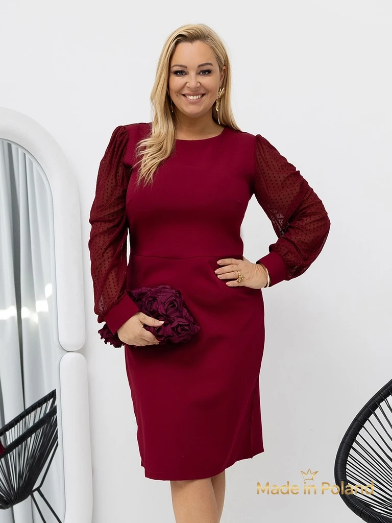 Elegantna ženska mini obleka z mrežastimi rokavi Evilla