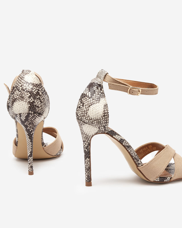 Béžové dámske sandále s razením na špendlíku Halensi - Obuv