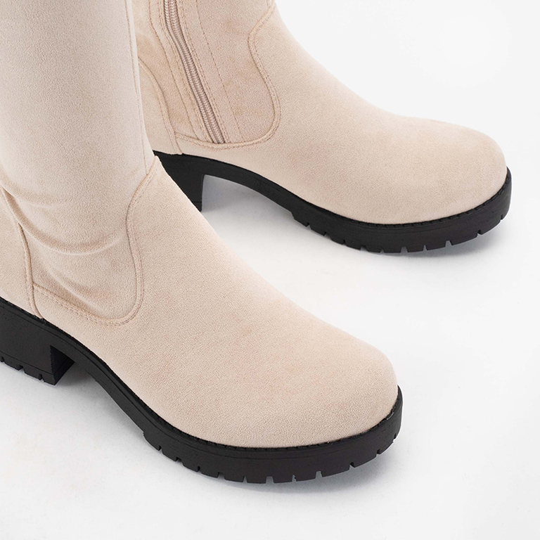 Béžové čižmy pod kolená Erwinet - Obuv