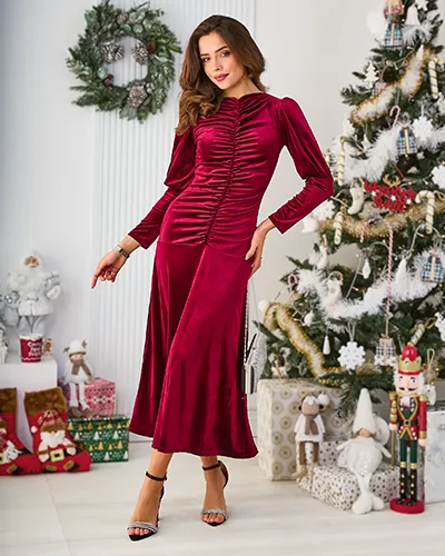 Royalfashion Ženské midi šaty s riasením