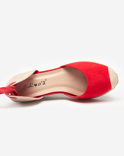 Červené dámske sandále na klinovom opätku Nereda - Sandále