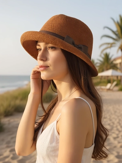 Royalfashion Dámsky klobúk zdobený mašľou Summer Grace