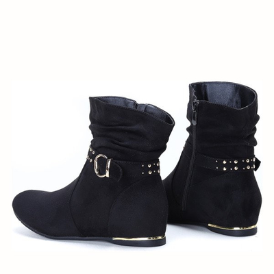 Czarne botki na krytym koturnie Aggie - Obuwie