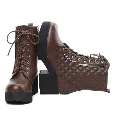 Brązowe botki na platformie Barbra- Obuwie