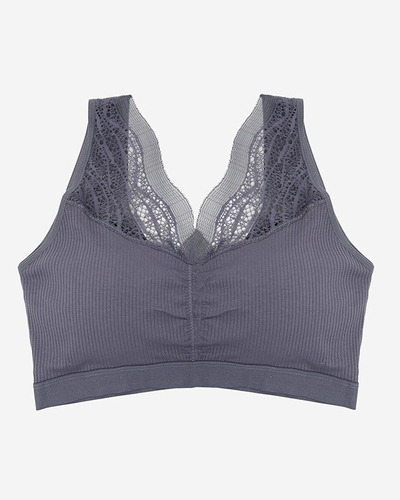Dámska tmavosivá športová podprsenka s čipkou - spodná bielizeň