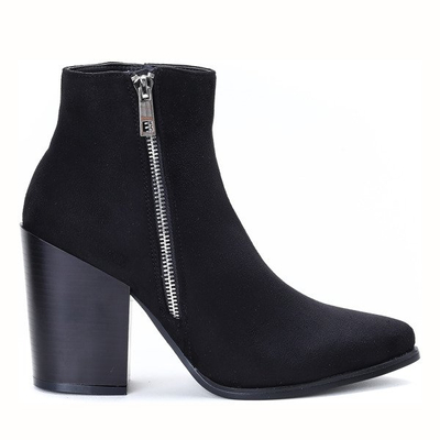 Czarne botki na słupku Charlene - Obuwie