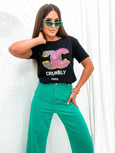 Royalfashion Dámske tričko s potlačou a zirkónmi