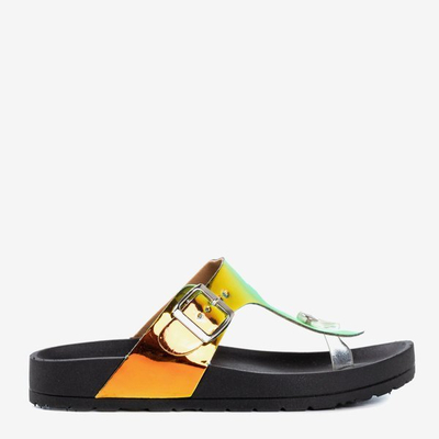 Dámske čierne holografické sandále Manila Buckle - Obuv
